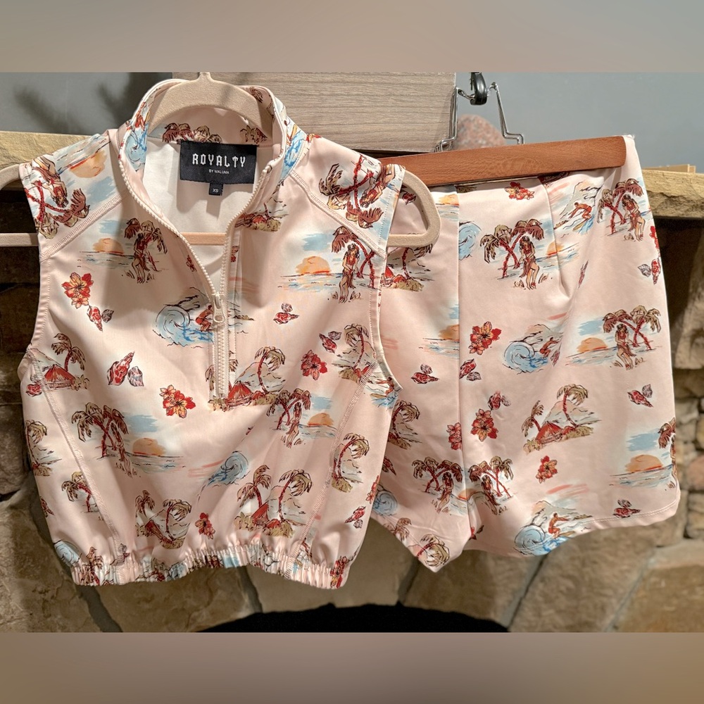 Royalty by Maluma
Women's Tropical-Print Scuba Zip-Up SET Macy's in Baby Pink